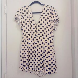 Zara Cream play suit romper with Black polka Dots xs